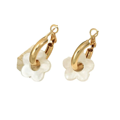 1 Pair Sweet Simple Style Flower Plating Arylic Drop Earrings