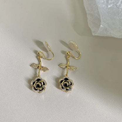 1 Pair Sweet Simple Style Flower Plating Copper 18K Gold Plated Dangling Earrings