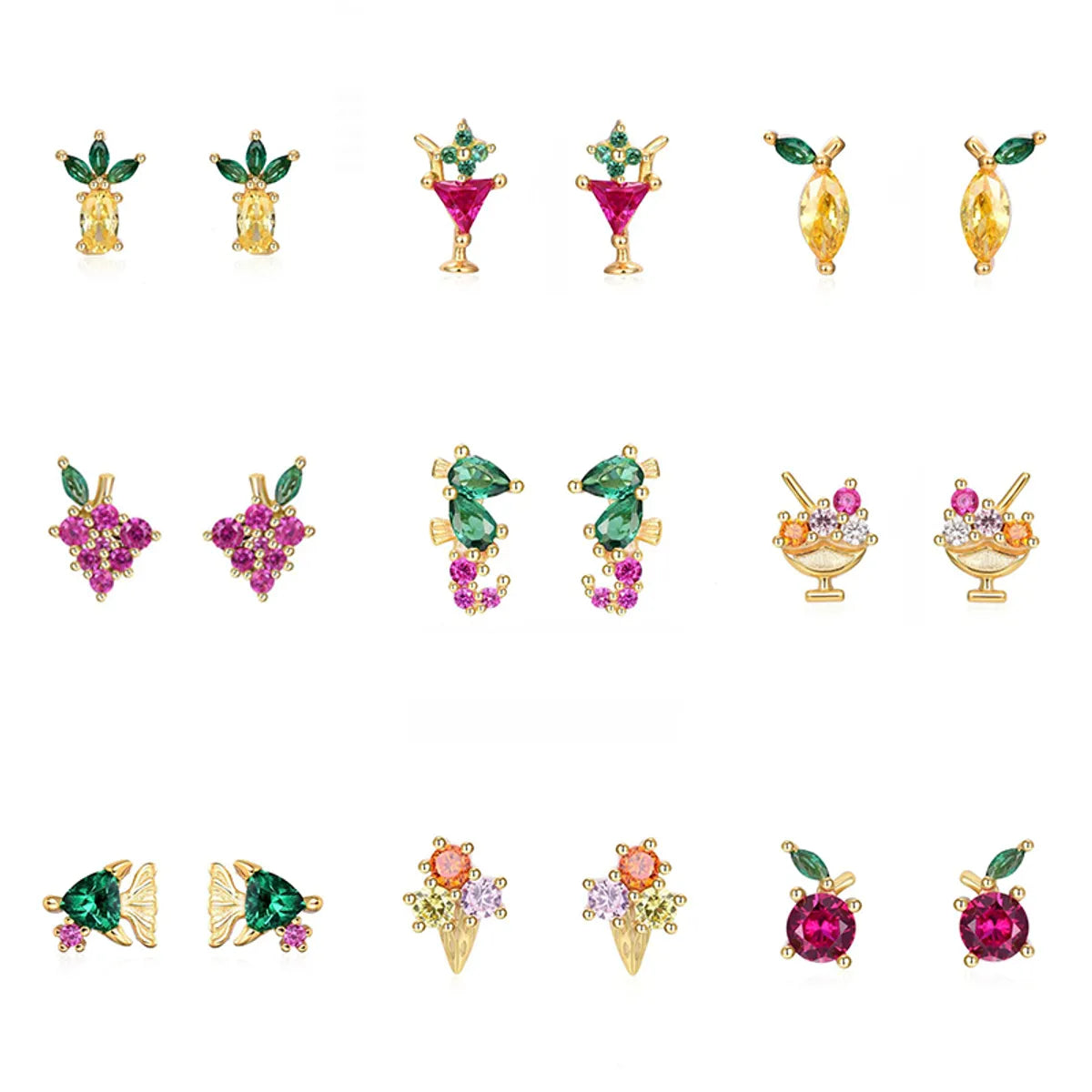 1 Pair Sweet Simple Style Flower Plating Inlay Copper Zircon Gold Plated Ear Studs