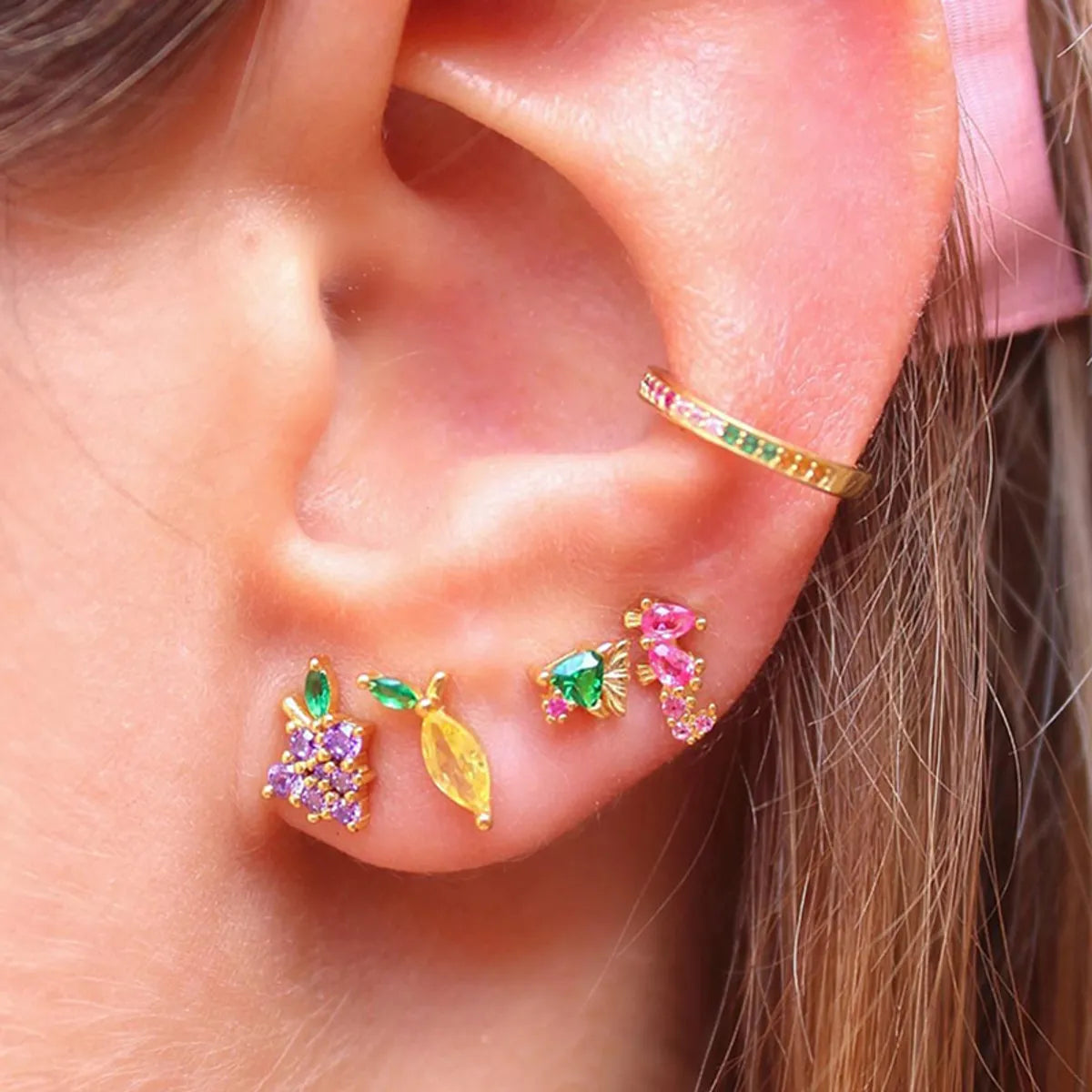 1 Pair Sweet Simple Style Flower Plating Inlay Copper Zircon Gold Plated Ear Studs