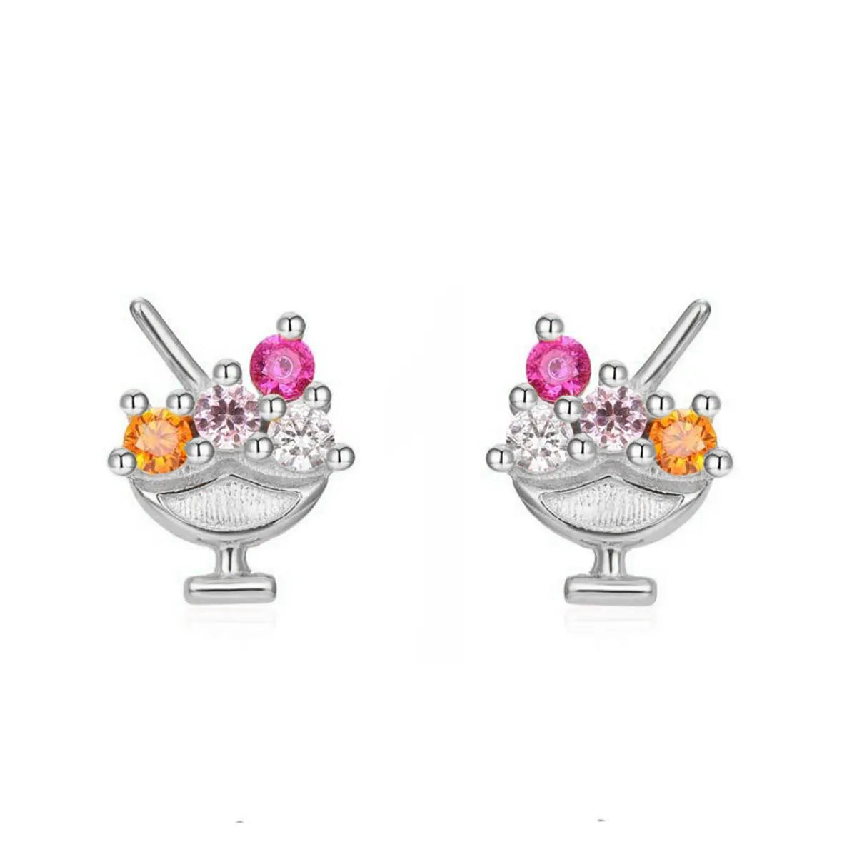 1 Pair Sweet Simple Style Flower Plating Inlay Copper Zircon Gold Plated Ear Studs