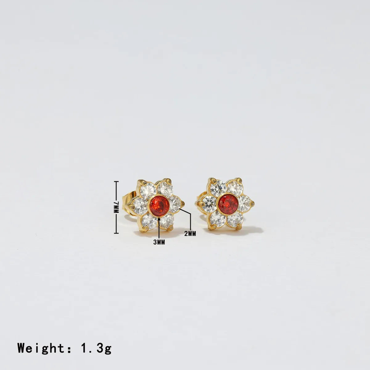 1 Pair Sweet Simple Style Flower Plating Inlay Stainless Steel Zircon White Gold Plated Gold Plated Ear Studs