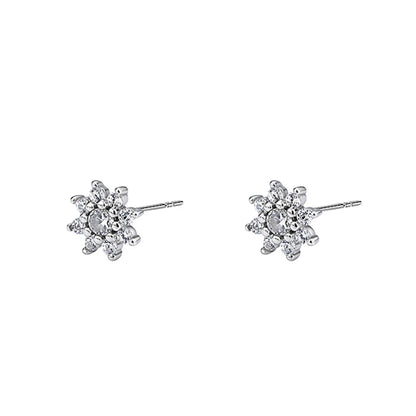 1 Pair Sweet Simple Style Flower Plating Inlay Sterling Silver Zircon Ear Studs