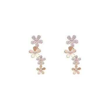 1 Pair Sweet Simple Style Flower Plating Zinc Alloy Drop Earrings