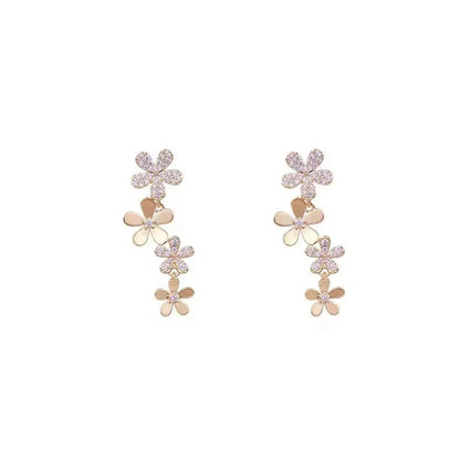 1 Pair Sweet Simple Style Flower Plating Zinc Alloy Drop Earrings