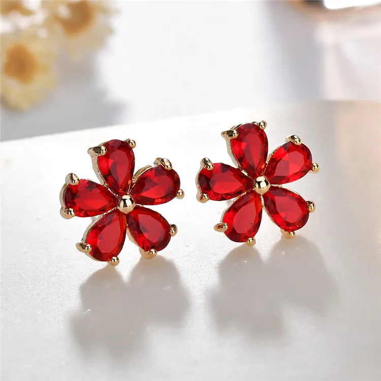 1 Pair Sweet Simple Style Flower Polishing Plating Inlay Copper Alloy Zircon 18K Gold Plated White Gold Plated Ear Clips Ear Studs