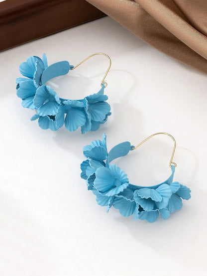 1 Pair Sweet Simple Style Flower Stoving Varnish Frill Synthetic Resin Iron Imitation Gold  Earrings