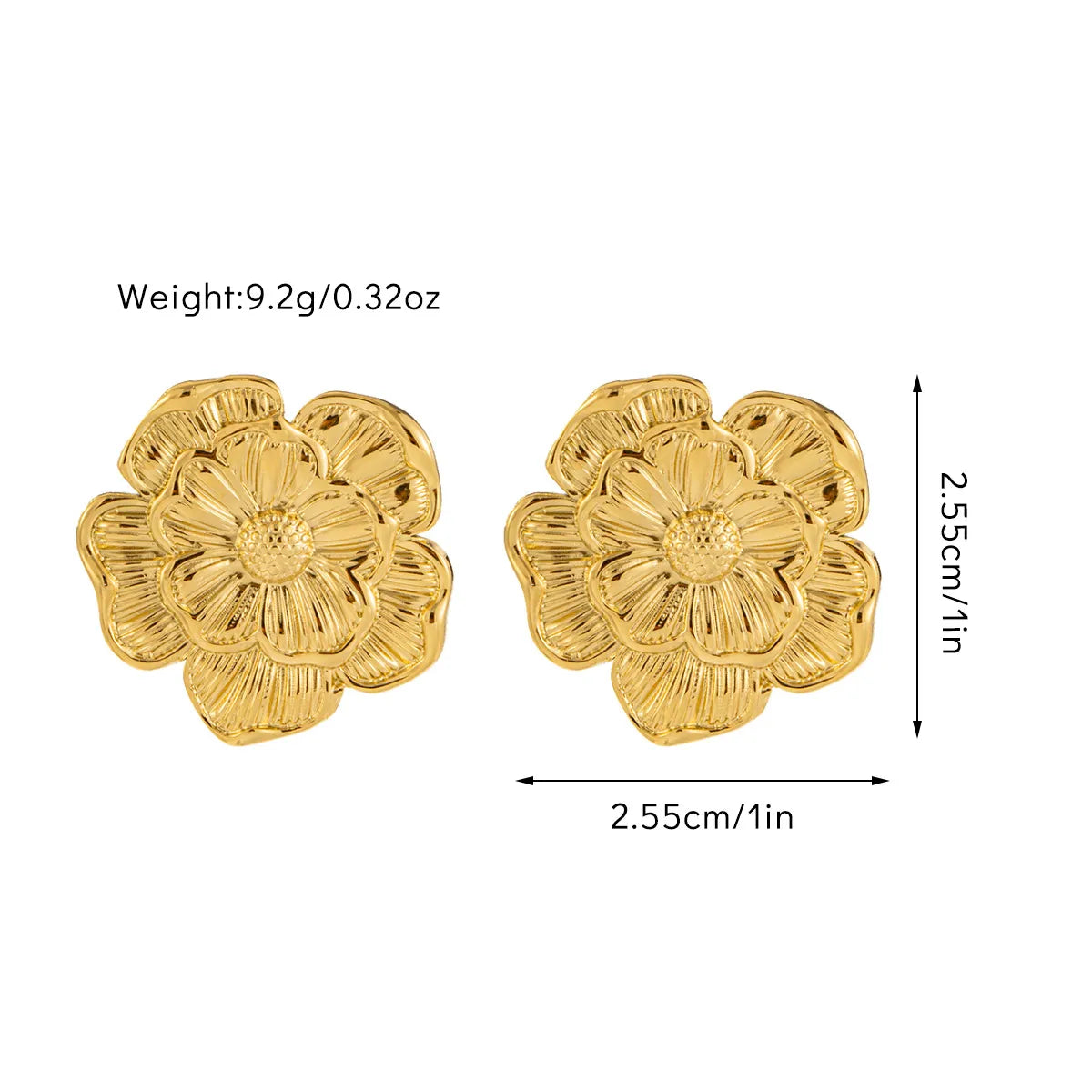 1 Pair Sweet Simple Style Flower Titanium Steel 18K Gold Plated Drop Earrings Ear Studs