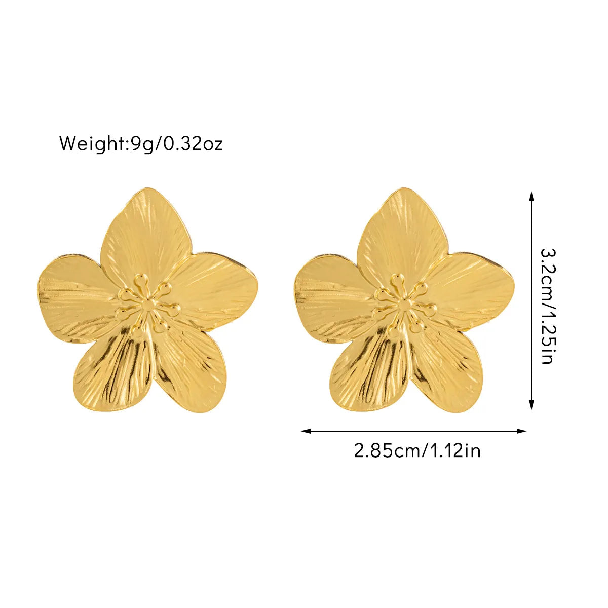 1 Pair Sweet Simple Style Flower Titanium Steel 18K Gold Plated Drop Earrings Ear Studs