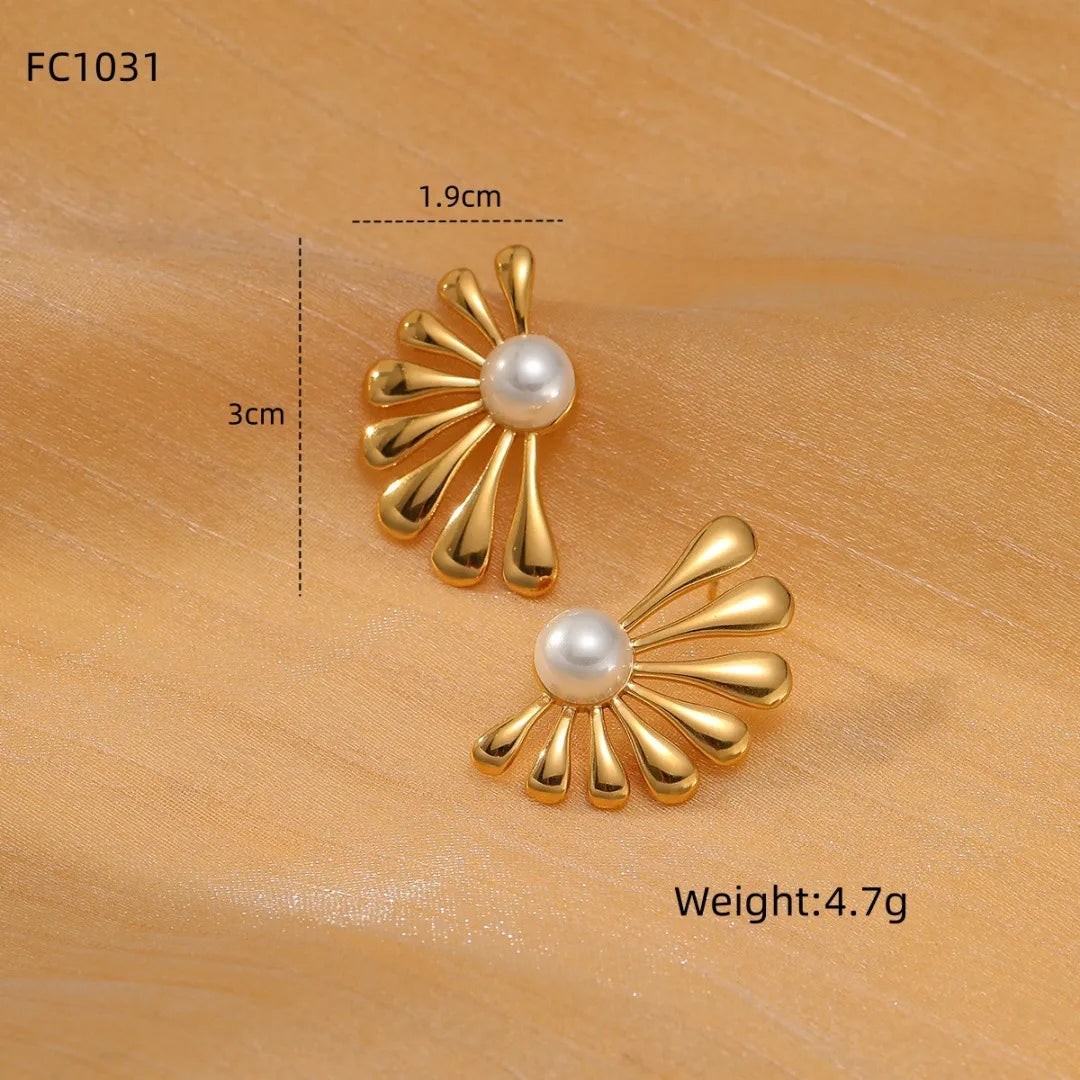 1 Pair Sweet Simple Style Geometric Flower 304 Stainless Steel 18K Gold Plated Ear Studs