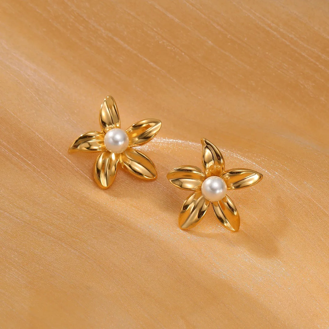 1 Pair Sweet Simple Style Geometric Flower 304 Stainless Steel 18K Gold Plated Ear Studs