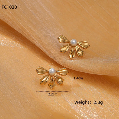 1 Pair Sweet Simple Style Geometric Flower 304 Stainless Steel 18K Gold Plated Ear Studs