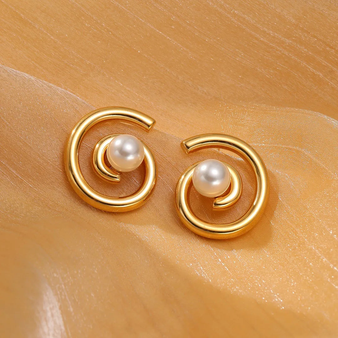 1 Pair Sweet Simple Style Geometric Flower 304 Stainless Steel 18K Gold Plated Ear Studs