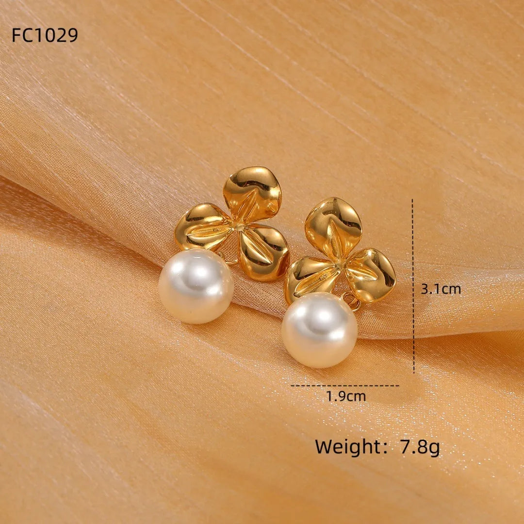 1 Pair Sweet Simple Style Geometric Flower 304 Stainless Steel 18K Gold Plated Ear Studs