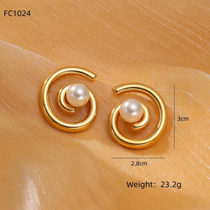 1 Pair Sweet Simple Style Geometric Flower 304 Stainless Steel 18K Gold Plated Ear Studs