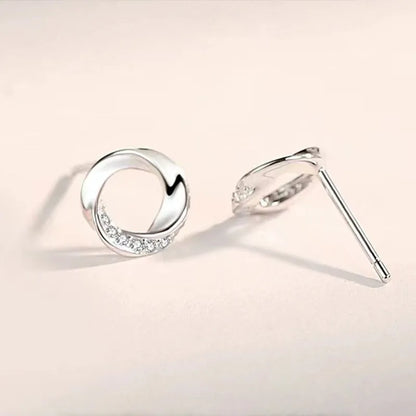 1 Pair Sweet Simple Style Geometric Hollow Out Inlay Sterling Silver Zircon Ear Studs