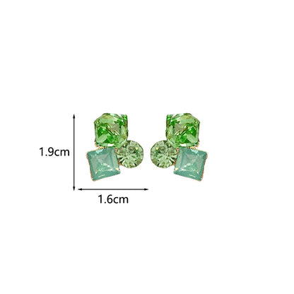 1 Pair Sweet Simple Style Geometric Inlay Alloy Crystal Ear Studs