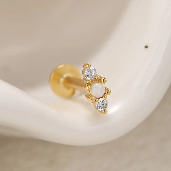 1 Pair Sweet Simple Style Geometric Inlay Sterling Silver Pearl Zircon Ear Studs