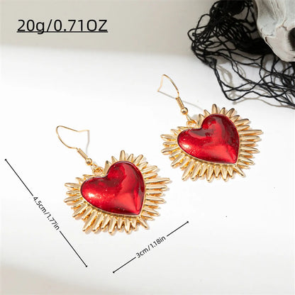 1 Pair Sweet Simple Style Heart Shape Alloy Plastic Drop Earrings