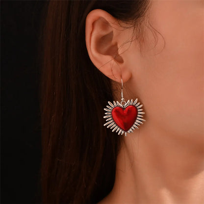 1 Pair Sweet Simple Style Heart Shape Alloy Plastic Drop Earrings