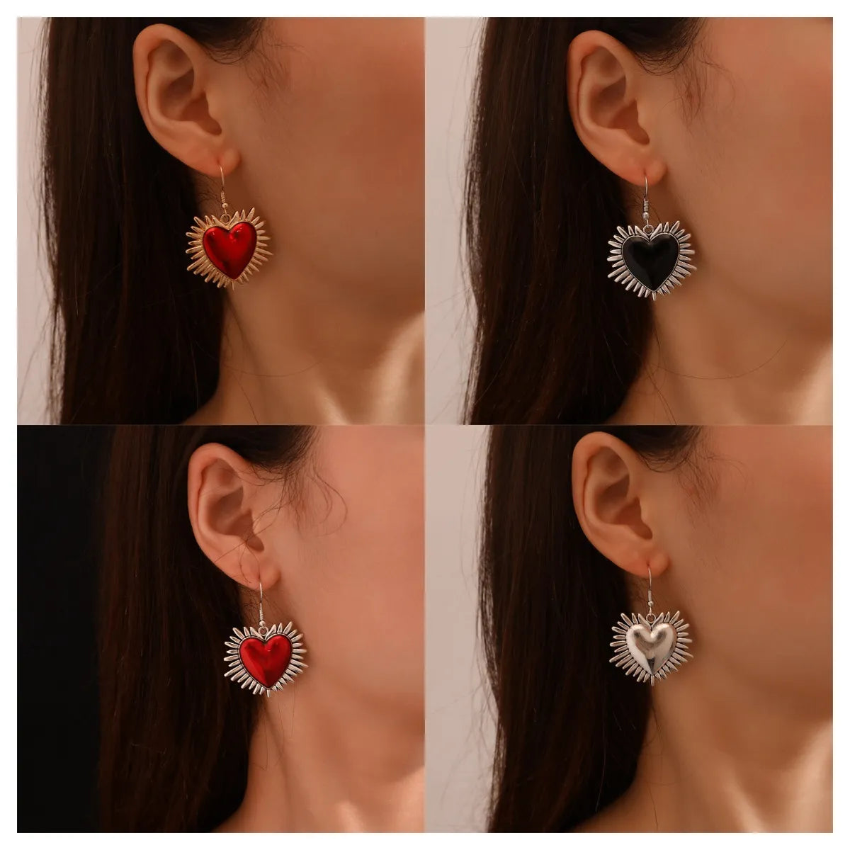 1 Pair Sweet Simple Style Heart Shape Alloy Plastic Drop Earrings