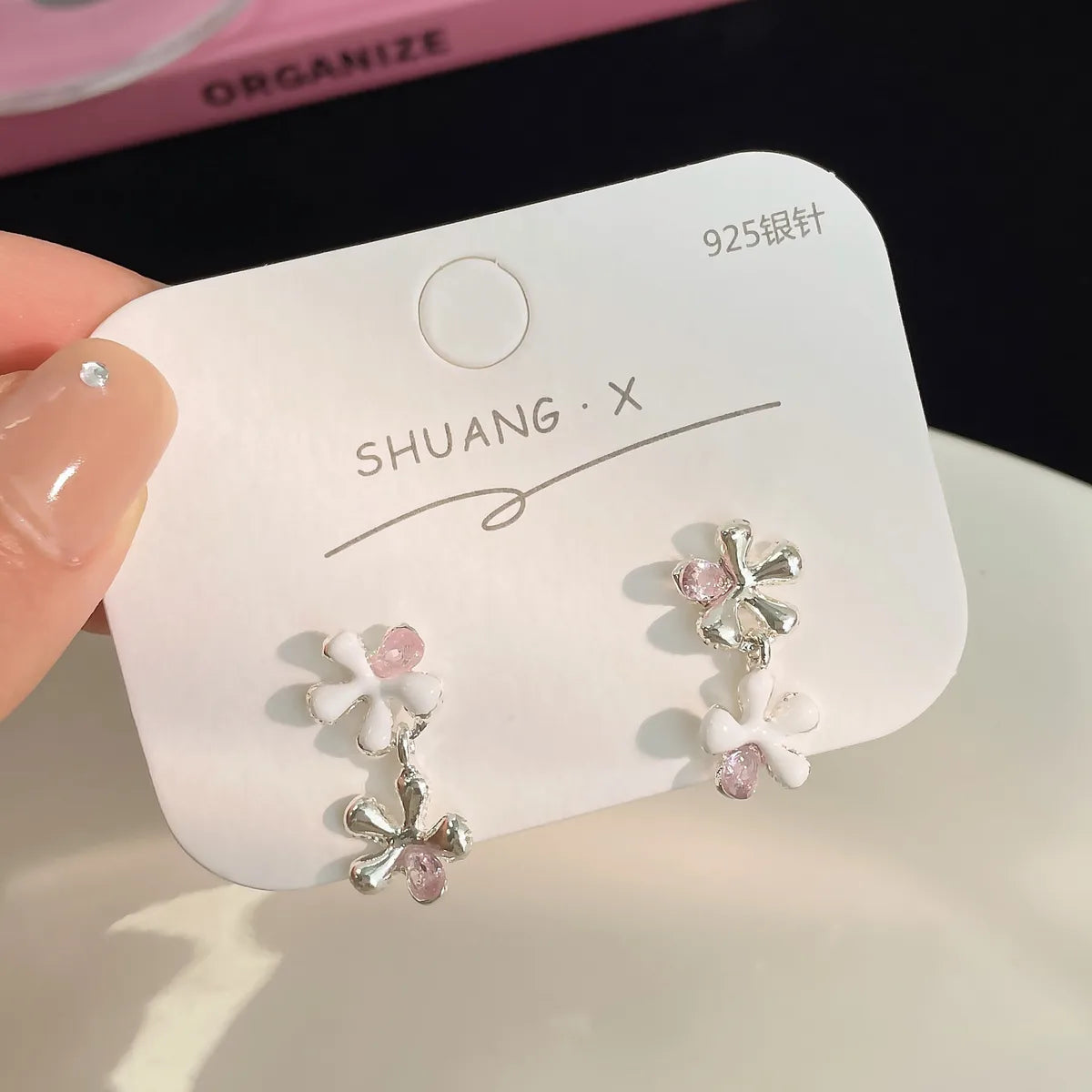 1 Pair Sweet Simple Style Heart Shape Bow Knot Inlay Alloy Zircon Ear Studs