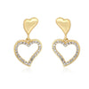 1 Pair Sweet Simple Style Heart Shape Hollow Out Inlay Alloy Rhinestones Gold Plated Drop Earrings