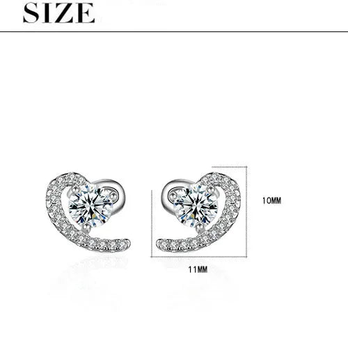 1 Pair Sweet Simple Style Heart Shape Inlay Copper Zircon White Gold Plated Ear Studs