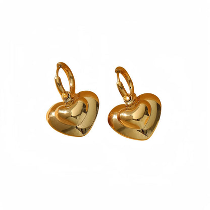 1 Pair Sweet Simple Style Heart Shape Plating 304 Stainless Steel 18K Gold Plated Drop Earrings