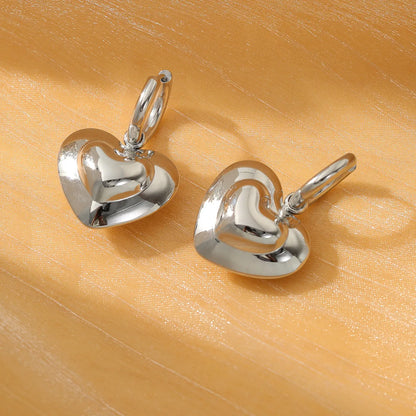 1 Pair Sweet Simple Style Heart Shape Plating 304 Stainless Steel 18K Gold Plated Drop Earrings