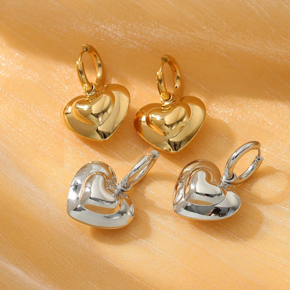 1 Pair Sweet Simple Style Heart Shape Plating 304 Stainless Steel 18K Gold Plated Drop Earrings