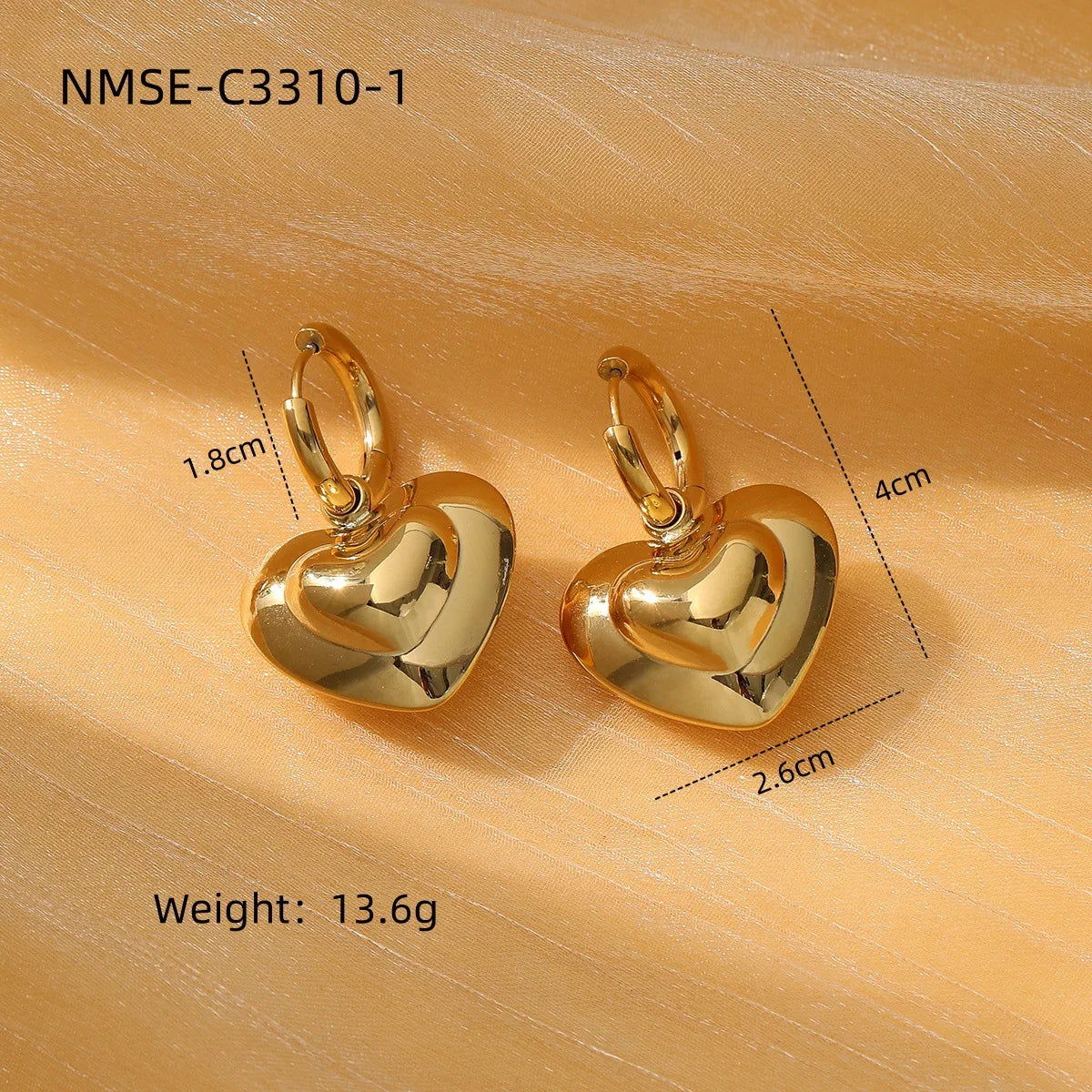 1 Pair Sweet Simple Style Heart Shape Plating 304 Stainless Steel 18K Gold Plated Drop Earrings