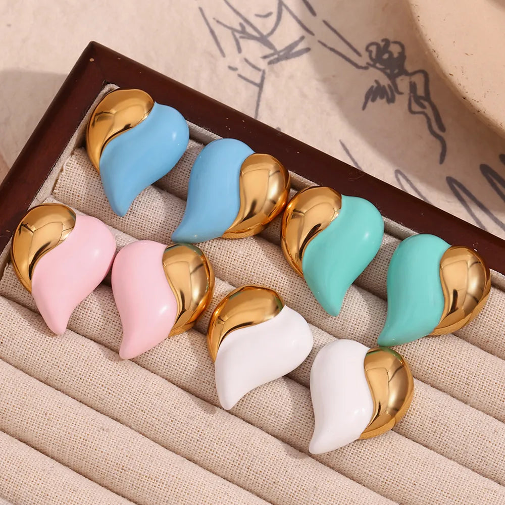 1 Pair Sweet Simple Style Heart Shape Plating 304 Stainless Steel 18K Gold Plated Ear Studs