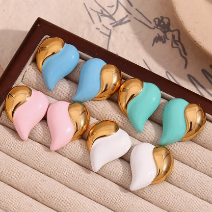 1 Pair Sweet Simple Style Heart Shape Plating 304 Stainless Steel 18K Gold Plated Ear Studs