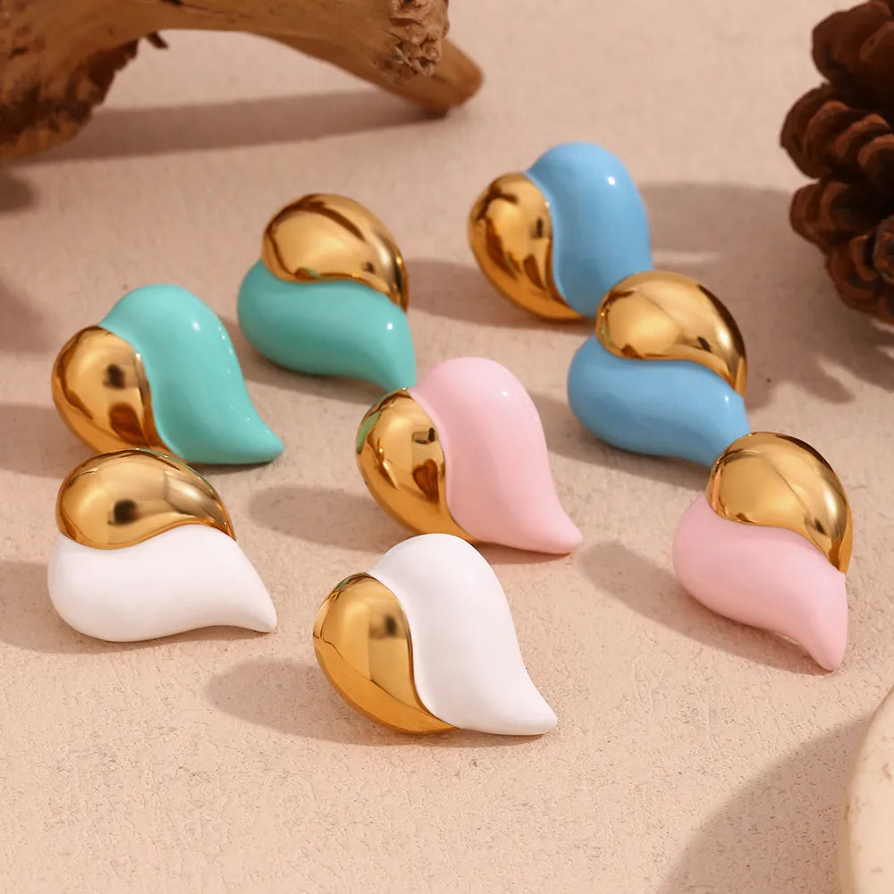 1 Pair Sweet Simple Style Heart Shape Plating 304 Stainless Steel 18K Gold Plated Ear Studs