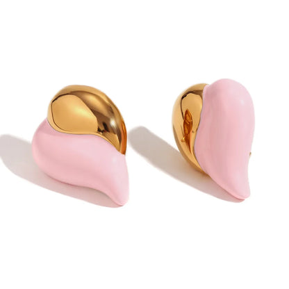 1 Pair Sweet Simple Style Heart Shape Plating 304 Stainless Steel 18K Gold Plated Ear Studs