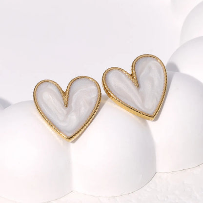 1 Pair Sweet Simple Style Heart Shape Plating 304 Stainless Steel 18K Gold Plated Ear Studs