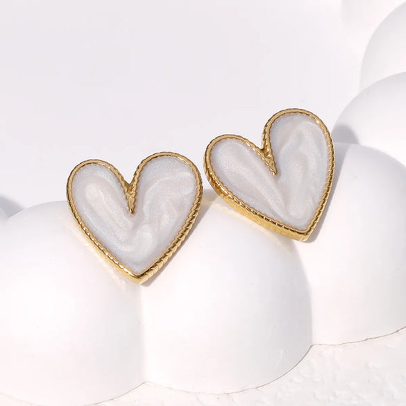1 Pair Sweet Simple Style Heart Shape Plating 304 Stainless Steel 18K Gold Plated Ear Studs