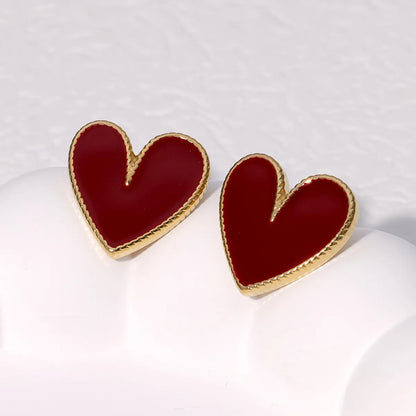 1 Pair Sweet Simple Style Heart Shape Plating 304 Stainless Steel 18K Gold Plated Ear Studs