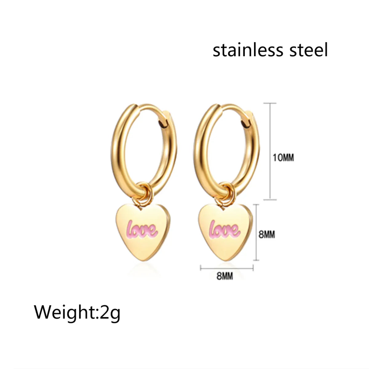 1 Pair Sweet Simple Style Heart Shape Plating Carving Stainless Steel 18k Gold Plated Drop Earrings