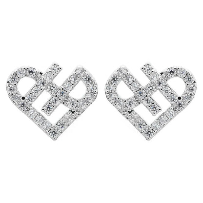 1 Pair Sweet Simple Style Heart Shape Plating Inlay Copper Zircon White Gold Plated Ear Studs