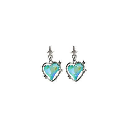 1 Pair Sweet Simple Style Heart Shape Plating Inlay Stainless Steel Zircon Drop Earrings