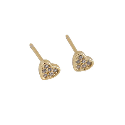 1 Pair Sweet Simple Style Heart Shape Plating Inlay Sterling Silver Zircon Ear Studs