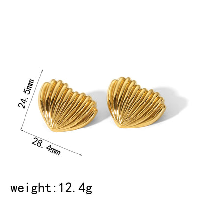 1 Pair Sweet Simple Style Heart Shape Polishing Stainless Steel 18K Gold Plated Ear Studs