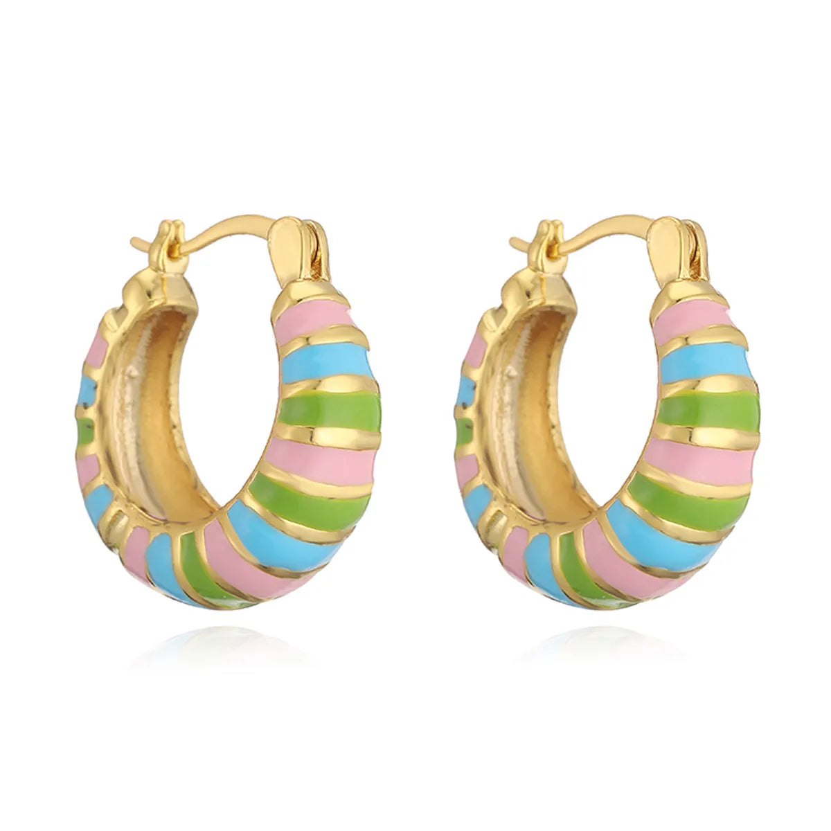 1 Pair Sweet Simple Style IG Style U Shape Oval Enamel Copper Copper 18K Gold Plated Earrings