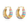 1 Pair Sweet Simple Style IG Style U Shape Oval Enamel Copper Copper 18K Gold Plated Earrings