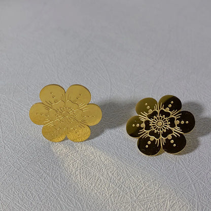 1 Pair Sweet Simple Style Leaves Flower Plating Titanium Steel 18k Gold Plated Ear Studs