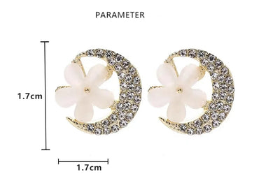 1 Pair Sweet Simple Style Moon Flower Plating Inlay Alloy Rhinestones Ear Studs