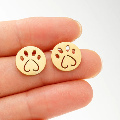 1 Pair Sweet Simple Style Paw Print Plating 304 Stainless Steel 18K Gold Plated Ear Studs