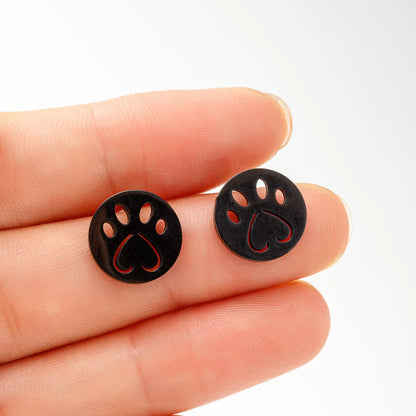 1 Pair Sweet Simple Style Paw Print Plating 304 Stainless Steel 18K Gold Plated Ear Studs